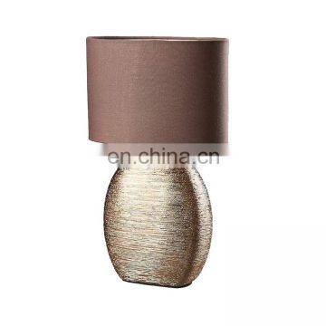 Japan style simple custom luxury gold indoor lighting ceramic base royal antique brown bedside lamps for hotel