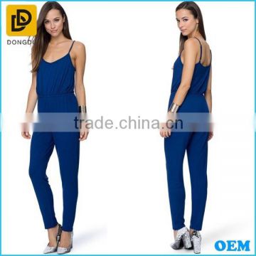 Simple design fashion women sleeveless slim fit jumpsuit