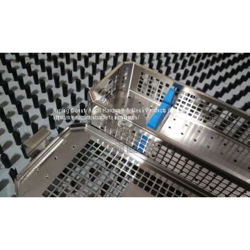 Square Hole Perforated Instrument Sterilization Trays with silicone racks