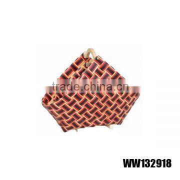 colorful wood chip woven bag