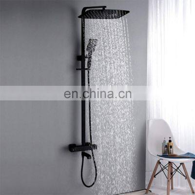 HM005 Contemporary Exposed THERMOSTATIC Shower System MATTE BLACK