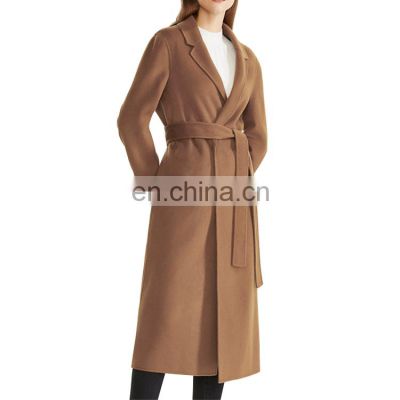 Ladies camel cashmere long winter warm coat women