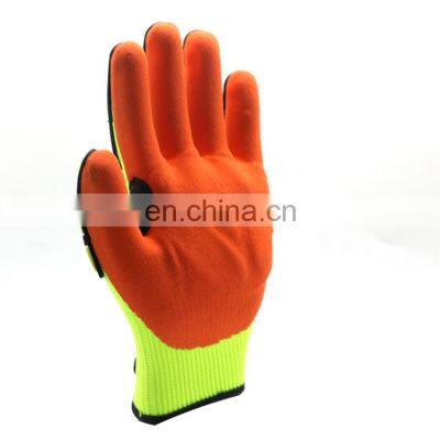 HPPE Anti Impact Ant Cut Mechanic TPR Sandy Nitrile Gloves