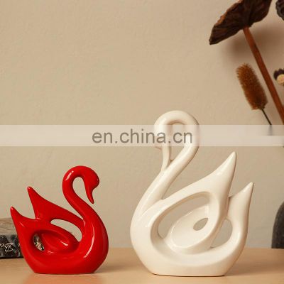 Color Glazed cheap swan wedding decoration for newly couple