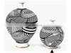 Big Belly Striped Nordic Modern Luxury Black Line White Tabletop Home Decoration Ceramic Vase