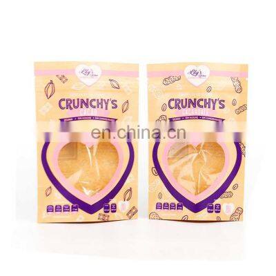 Eco-friendly Food Grade Smell Proof Brown Kraft Paper Bags Zip lock Candy Dried Food Packaging Bags