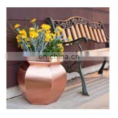 Antique Copper Plated Outdoor Decoration Flower Pot Planter Large Size Round Flower / Pot Metal Planter For Sale