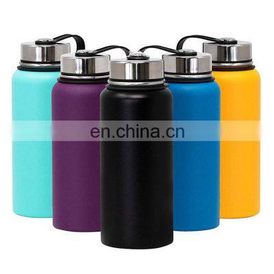 BPA free black laser engraved thermos wide mouth 304 stainless steel hot and cold water bottle