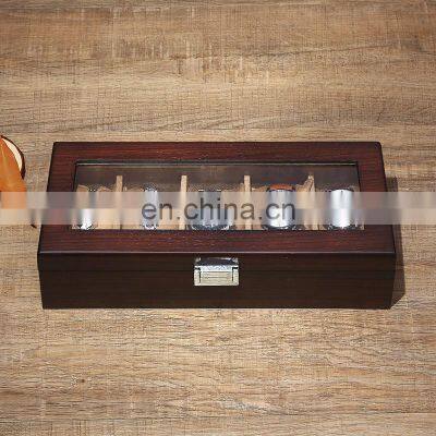 European Classical Top Glasses 5 Slots Solid Wood Watch Box photo-5
