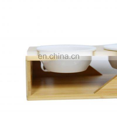 Bamboo Pet Bowl Elevated Dog Cat Food and Water Bowls Stand Feeder Poultry Feeder photo-5