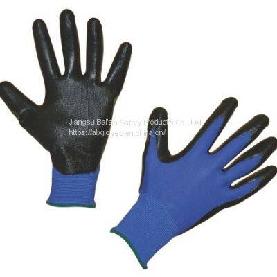 13G polyester glove with Nitrile coated