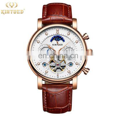 KINYUED J025 Luxury Watch Mechanical Moon Phase Calendar High Quality Automatic Tourbillon Mechanical Man Watch photo-3