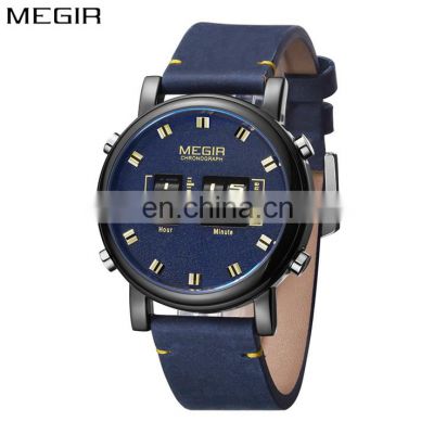 MEGIR 2137 Fashionable 22mm Leather Wristwatch Quartz Watches Branded Watches With Top Quality