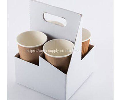 Wholesale Custom Reusable Coffee Cup Holder Kraft board 4-Cup Drink Carrier