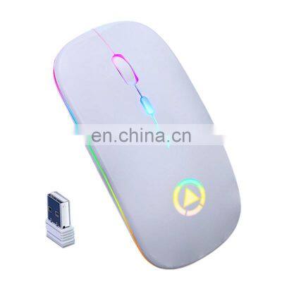 Drop Shipping Orginal Ultra-Thin Mini A2 Wireless Mouse Silent Mute Rechargeable LED Colorful Lights Computer Mouse photo-2