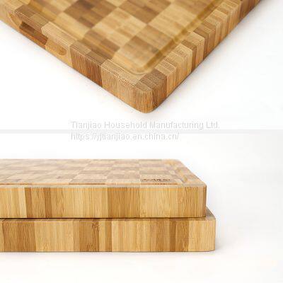 Wholesale Organic Bamboo End Grain Cutting Board With Juice Groove Large Thickness Kitchen Chopping Block Food Butcher Board