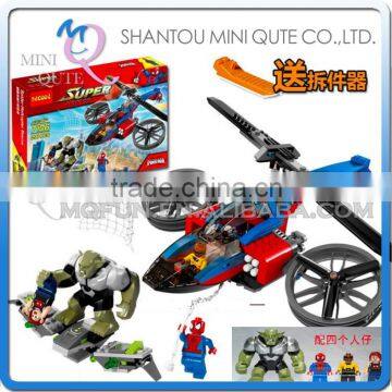 Mini Qute DECOOL Marvel Avenger super hero Spiderman chariot helicopter building block action figure educational toy NO.7106