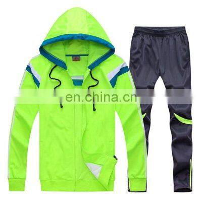 Custom color polyester tracksuit football kits soccer hooded sport football training tracksuit uniform