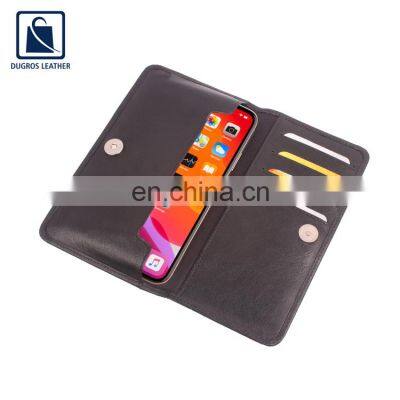 Wholesale Quantity Supplier of Suede Lining Material Anthracite Fitting Unisex Genuine Leather Mobile Phone Case