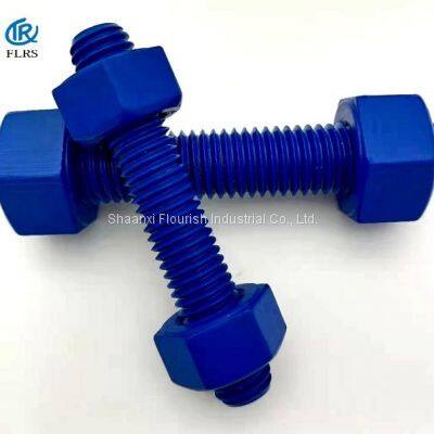 Polytetrafluoroethylene Coated Steel Stud Bolts PTFE Double Ended Threaded Bolt With Nuts photo-2
