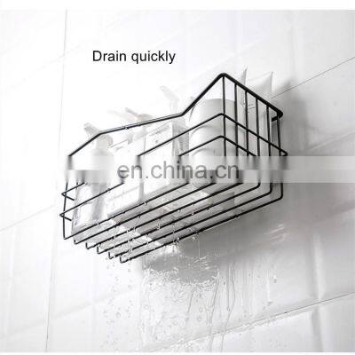 Multi-functional Save Space Single Wall Mounted No Punching Shower Soap Basket Bathroom Storage Rack photo-5