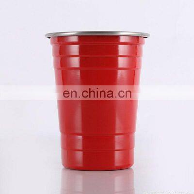 Brand New Logo Drinking Metal 16oz Party Red Custom Reusable Stainless Steel Beer Pong Cups photo-4
