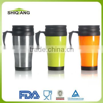 Stainless steel outer wall travel mug with plastic handles,BL-116A