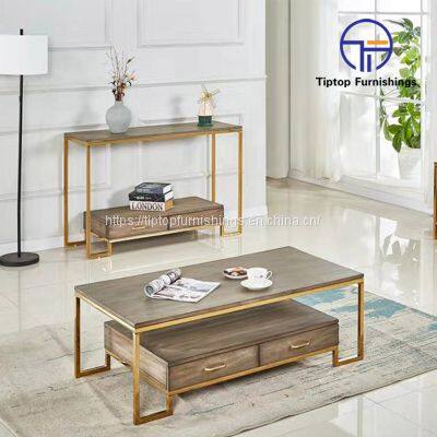 6K Polished Golden Colour Hall Table Blue Tempered Glass Stainless Steel Console Table Corner Console Table photo-2