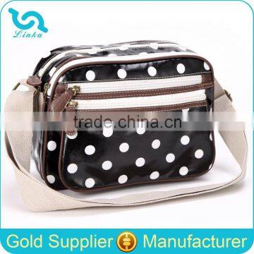 Black And White Polka Dot Oilcloth School Girl Shoulder Bag 2013