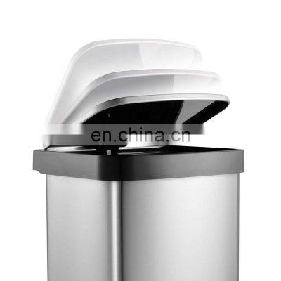 Kitchen Trash Can 55 L Touch Free Hotel Metal Luxury Modern Household Stainless Steel Garbage Bin photo-4