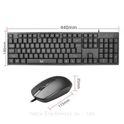 Wired Keyboard Mouse Kit Ergonomic USB Desktop Keyboard Classic Universal 104 Keys for PC Laptop