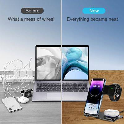 New 2023 Products Aluminum 3 In 1 Wireless Charger Stand Wireless Charger Station 3 In 1 For Iphone 15 photo-4