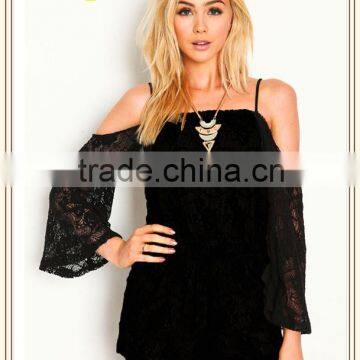 OEM One Piece Batwing Off-Shoulder Lace Playsuit/Jumpsuit lace jumpsuit sexy woman wear