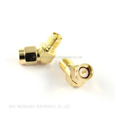 Sma To Rp Sma Adapter Rf Coaxial Adapter 50 Ohm Gold Plated 45 Degree 135 Angle Male To Female SMA Connector