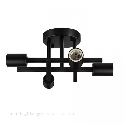 Industrial 4 Light Ceiling Fixture Farmhouse Lighting Matte Black Sputnik Pendant for Kitchen Bedroom Living Room Entrance