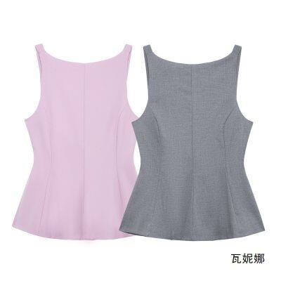 Spring 2025 new style blouse with retro round-neck undershirt and loose fit, featuring a butterfly knot at the back.