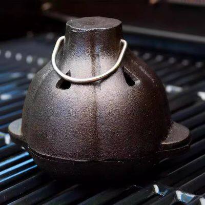 Cast Iron Garlic Roaster Thickened BBQ Roasted Garlic Orange Chestnut Pot Outdoor Barbecue Uncoated Iron Stew Pot photo-3