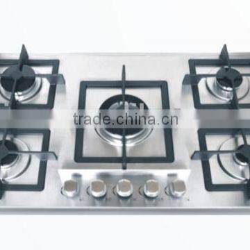 five burner stainless steel gas hob