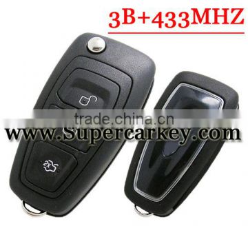 Best price Genuine 3 button flip remote key with 433mhz For Ford