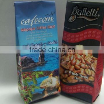 Tin Tie Quad-sealing coffee bags with valve/ foil zipper custom stand up pouch