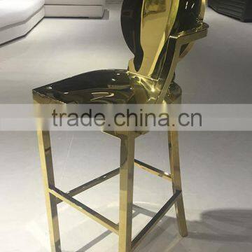 modern golden stainless steel legs bar chair