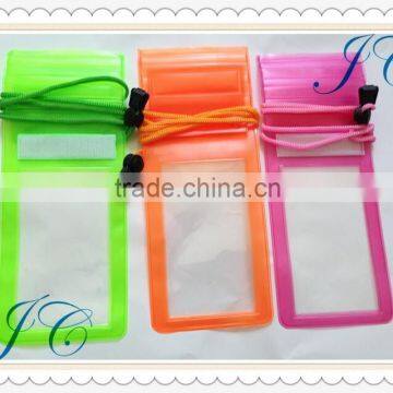 Fashion colorful PVC Plastic Mobile Phone Waterproof Bag with string for promotion