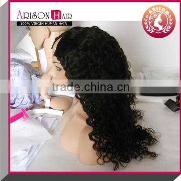 Wholesale cheap unprocessed brazilian human hair kinky curly u part wig