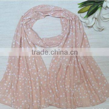 Wholesale Fall Winter Women Fashion Star Printed Cotton Rayon Scarf