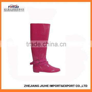 Pink Knee Women' Cheap PVC Rain Boots with Belt