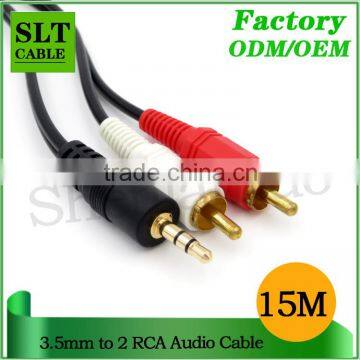 SLT 48ft High Quality 3.5mm to 2RCA Auxiliary Audio Extension Cable