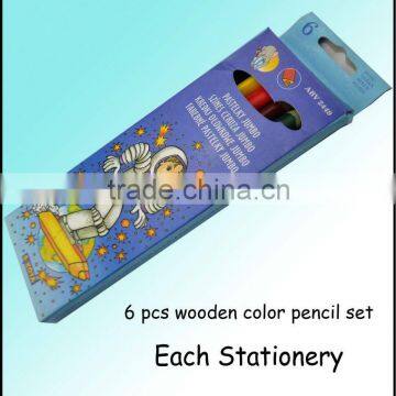 7inch promotional multi colored wooden colour pencil crayon set