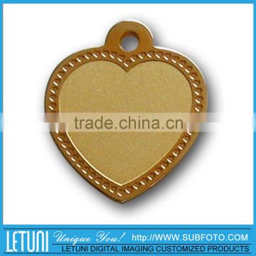 Sublimation 18K Gold Heart Pendant Blanks China