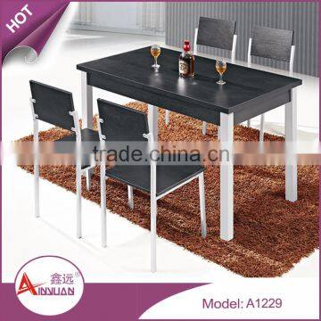 2015 Hot sale 15mm MDF dinning table set melamine board 4 seater black wooden dining table for kitchen room