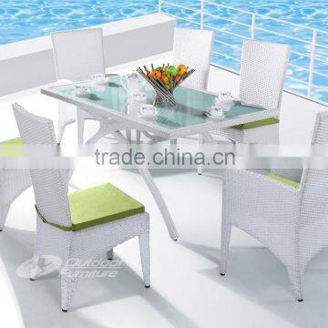 Rattan white dining chair table set(DH-9800)